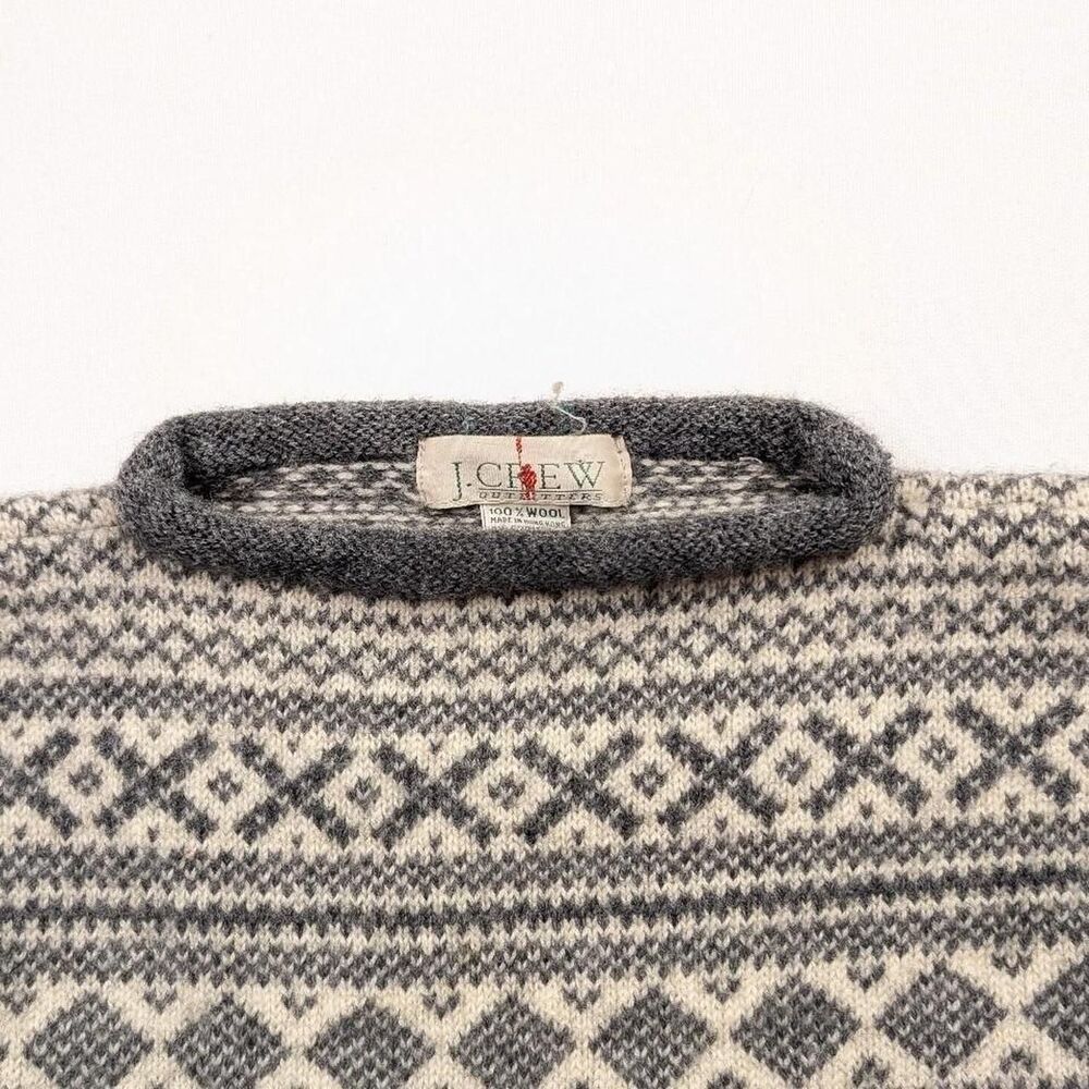 Vintage J. Crew Roll Neck Fair Isle Wool Sweater Chunky Knit Size Large Women's